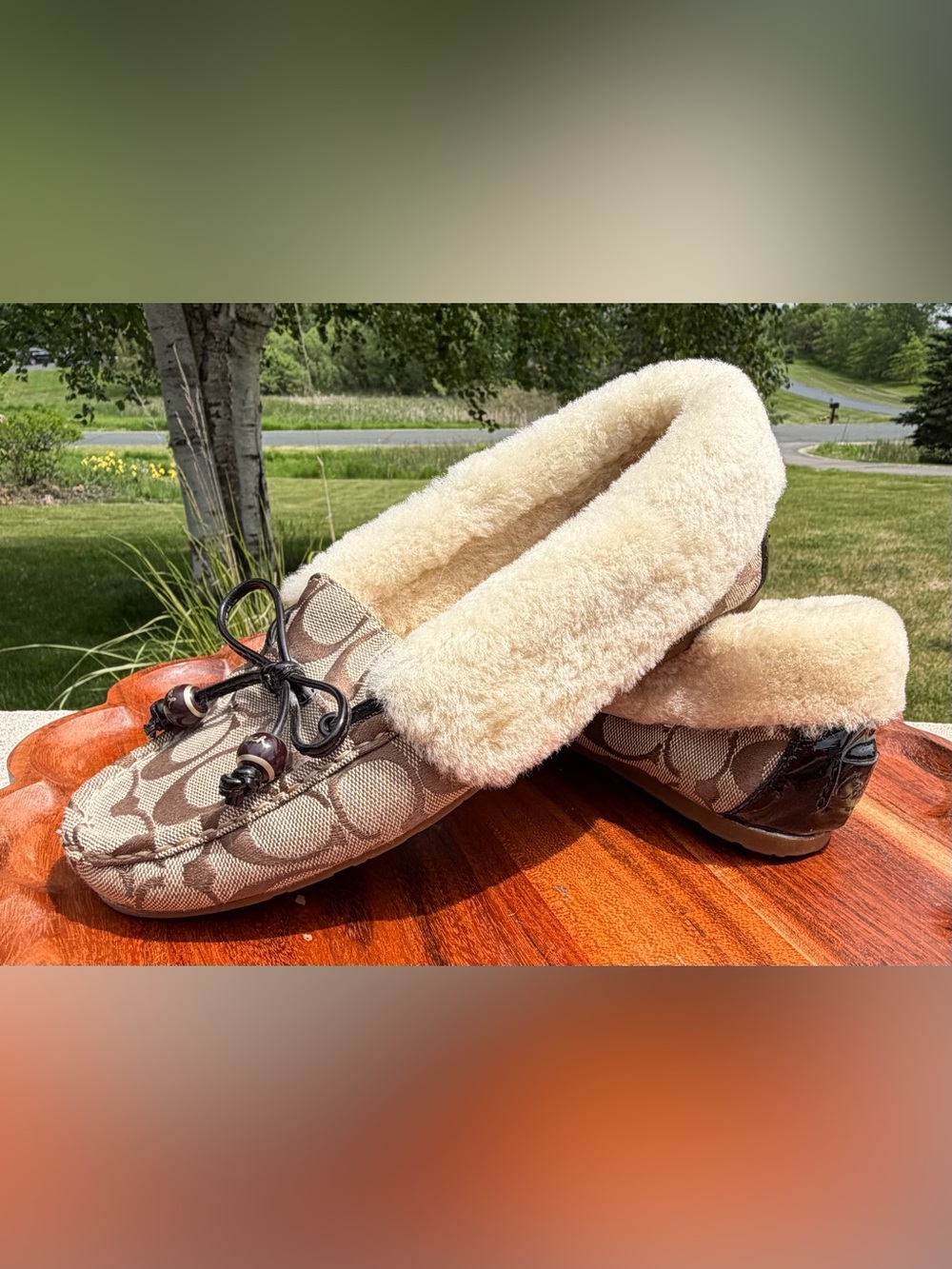 Coach Carsyn Signature Sheepskin Loafers Q125 - Picture 3 of 9